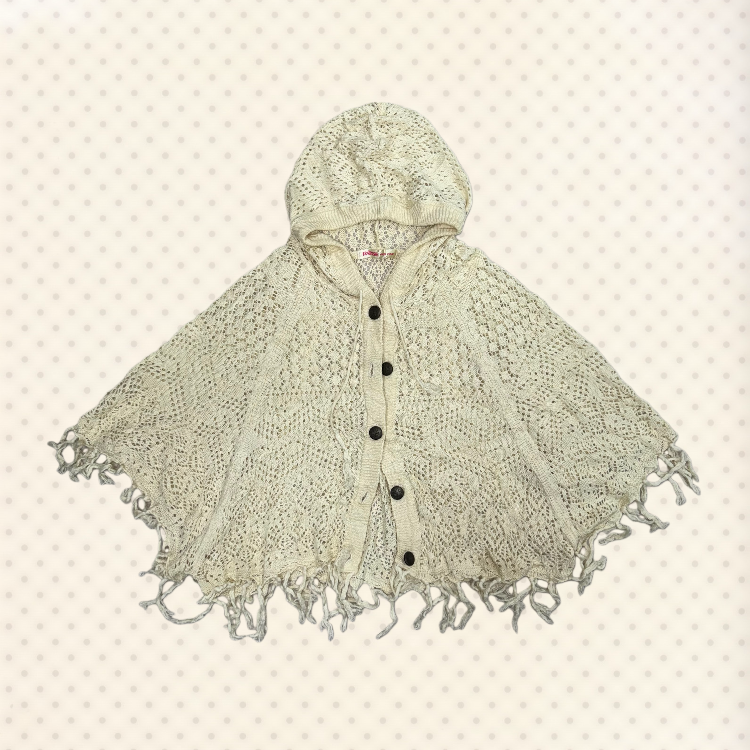 Crochet Hooded Fringe Poncho