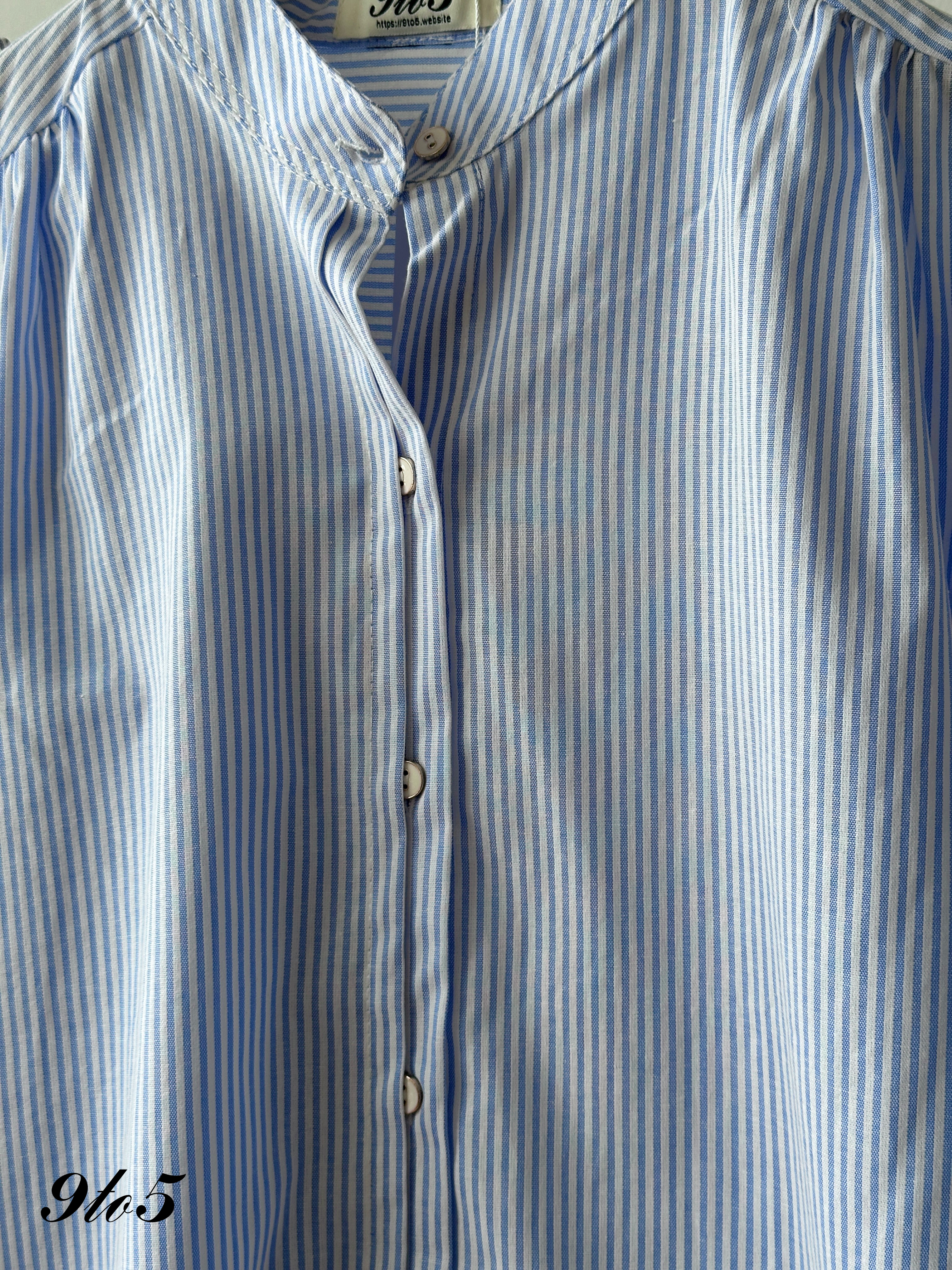 T4420 Stand Collar Half Sleeve Stripe Shirt - 3 Colors 