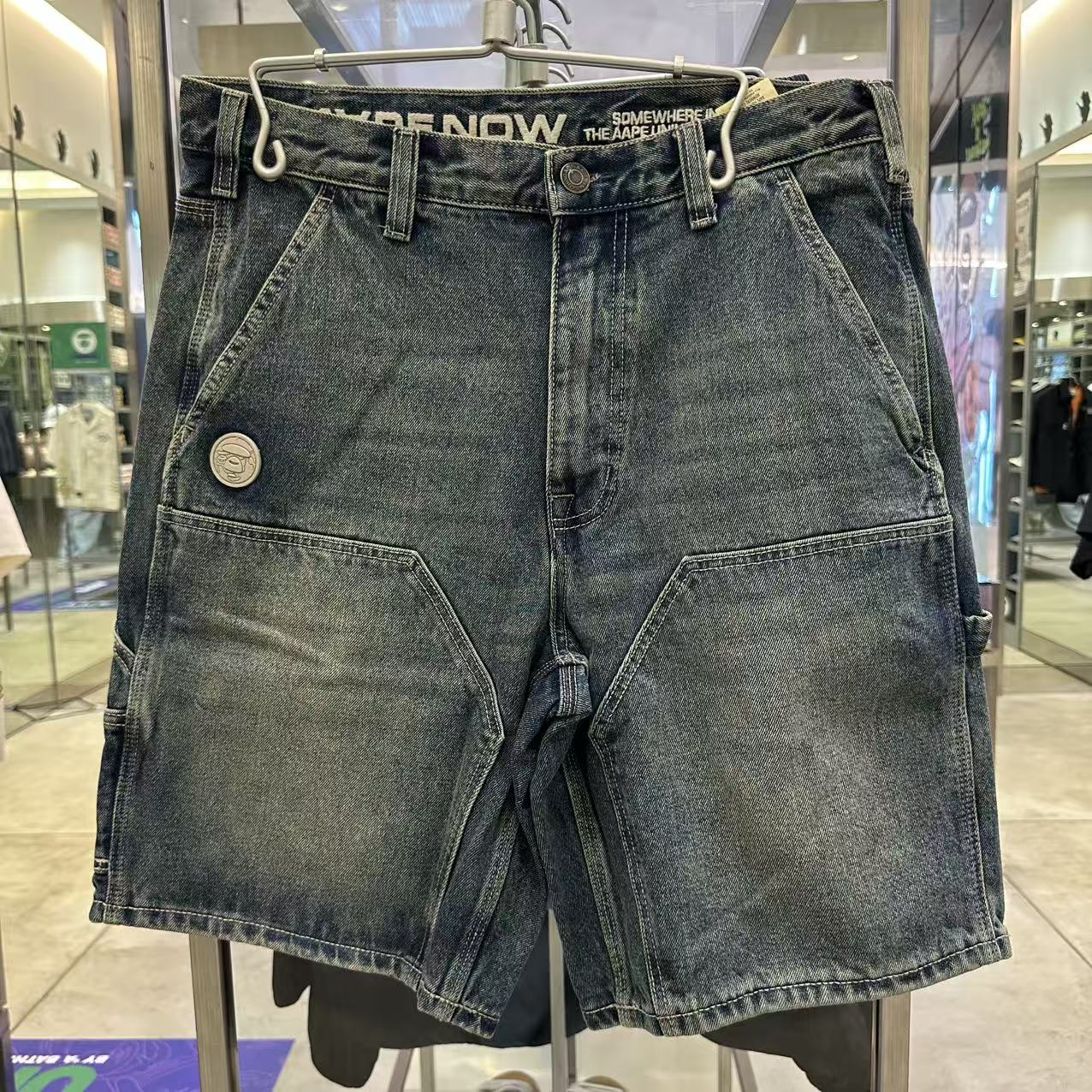 AAPE AAPENOW moonface denim shorts (C679)
