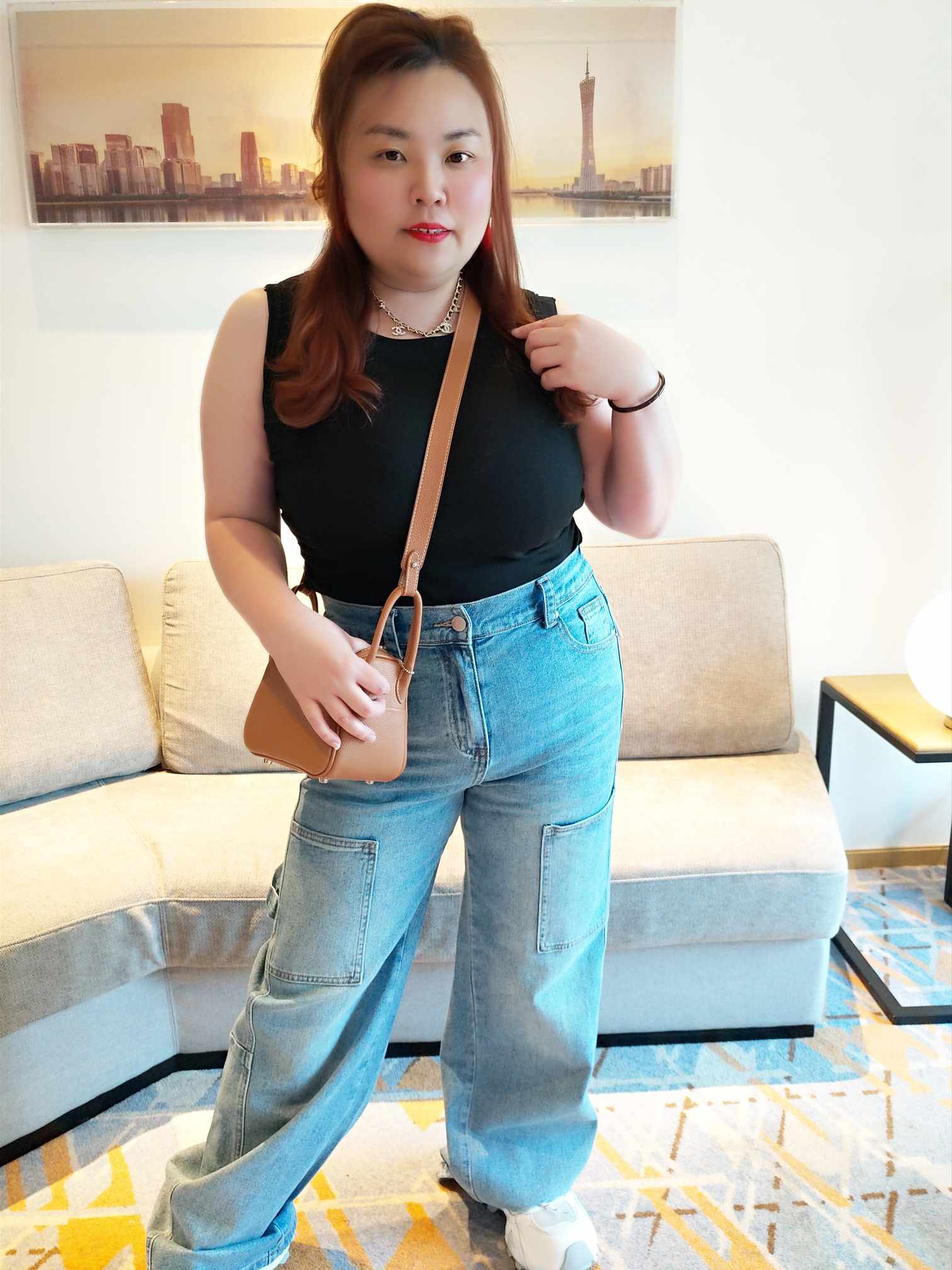 YCF02 9278 大口袋设计牛仔直筒长裤