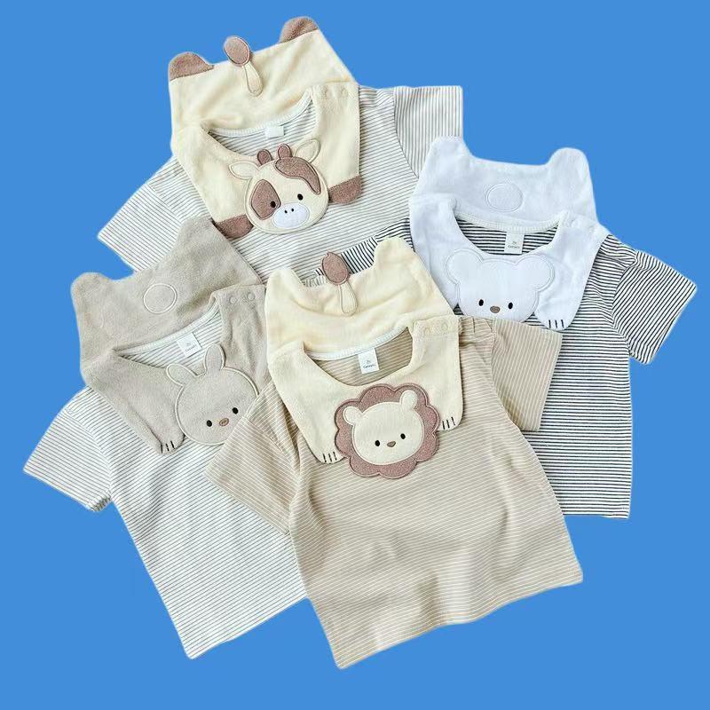 日單小木馬動物翻領條紋短袖