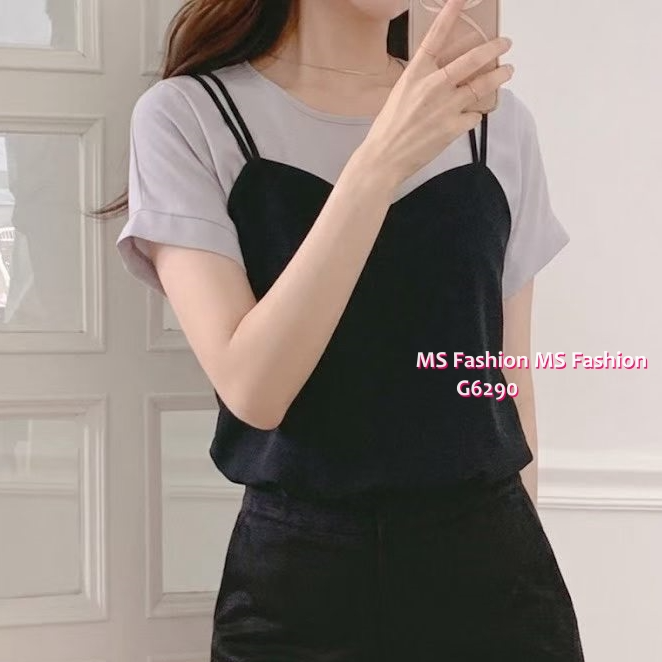 G6290 韓國🇰🇷靚料假兩件top