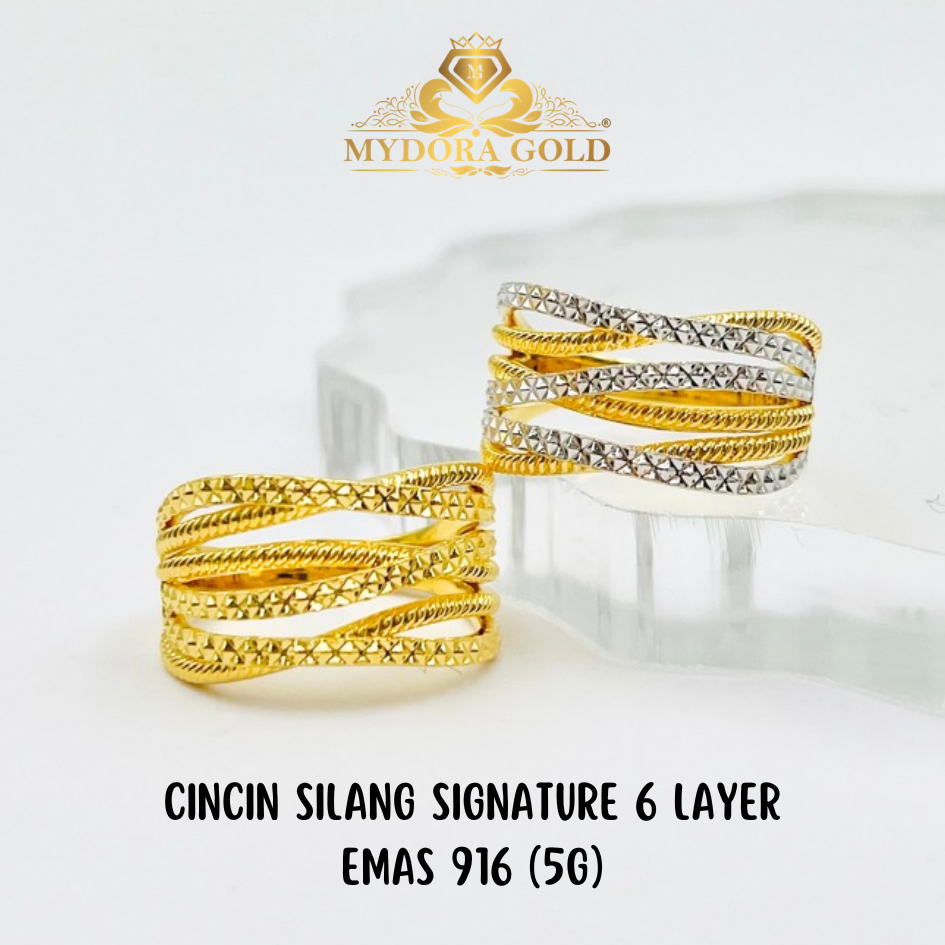 MYDORA Cincin Silang Signature 6 Layer (5G) l EMAS 916/22K