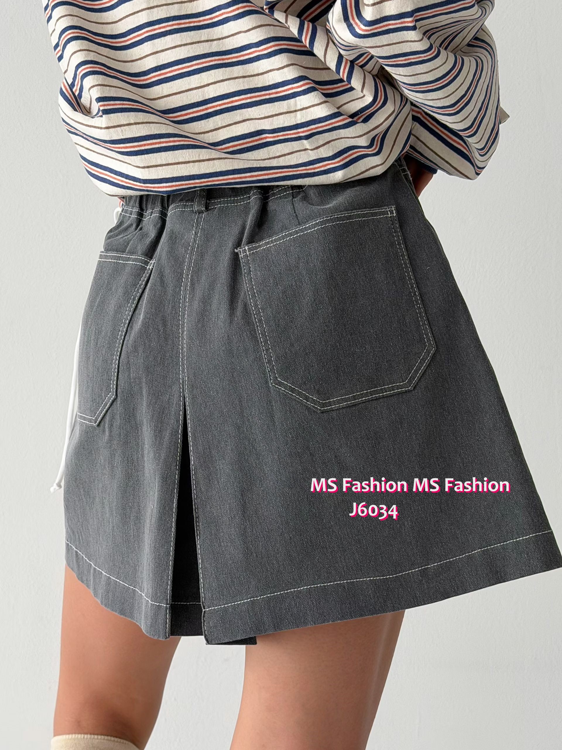 J6034 韓國🇰🇷型格明線裙褲仔