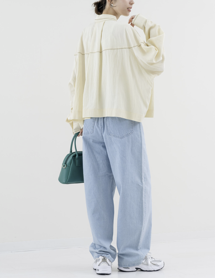 袖口拼接牛仔襯衫 - 2026 流行穿搭  牛仔襯衫 時尚穿搭 柔軟舒適 四季皆宜 成人休閒 日常穿搭 易於配搭 日本直送   #JP-I-260012