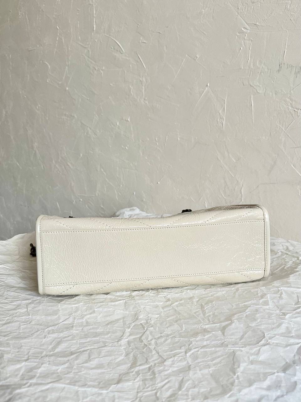 Saint Laurent 圣罗兰 Rive Gauche 白色皮革手提包