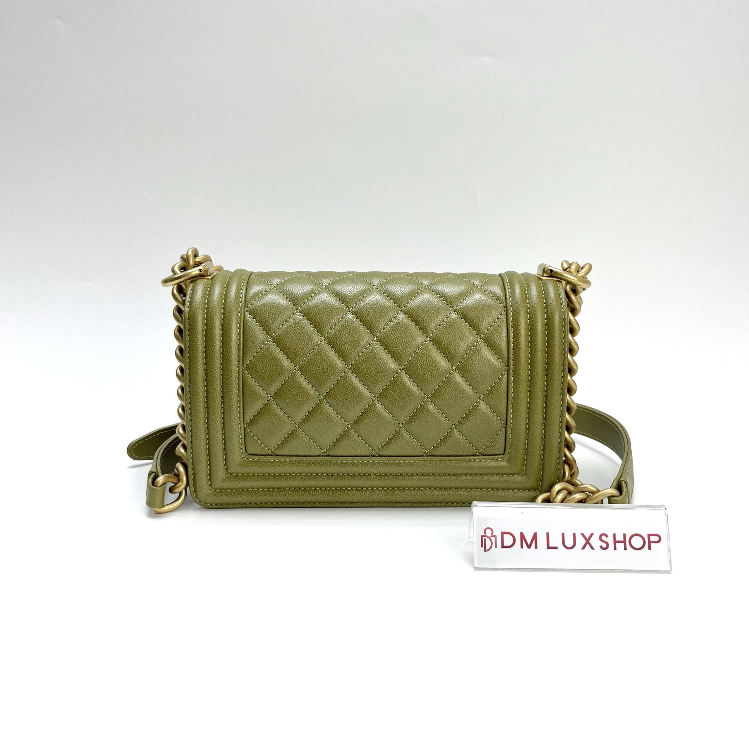Chanel 22k Green Caviar Boy Small GHW (Microchip)