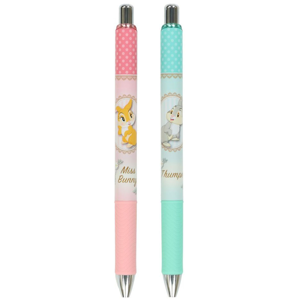 現貨｜【日本 Disney Store 限定】一套2枝 Thumper & Miss Bunny 日本製 Pentel EnerGel 0.5mm 黑色 啫喱筆 074521