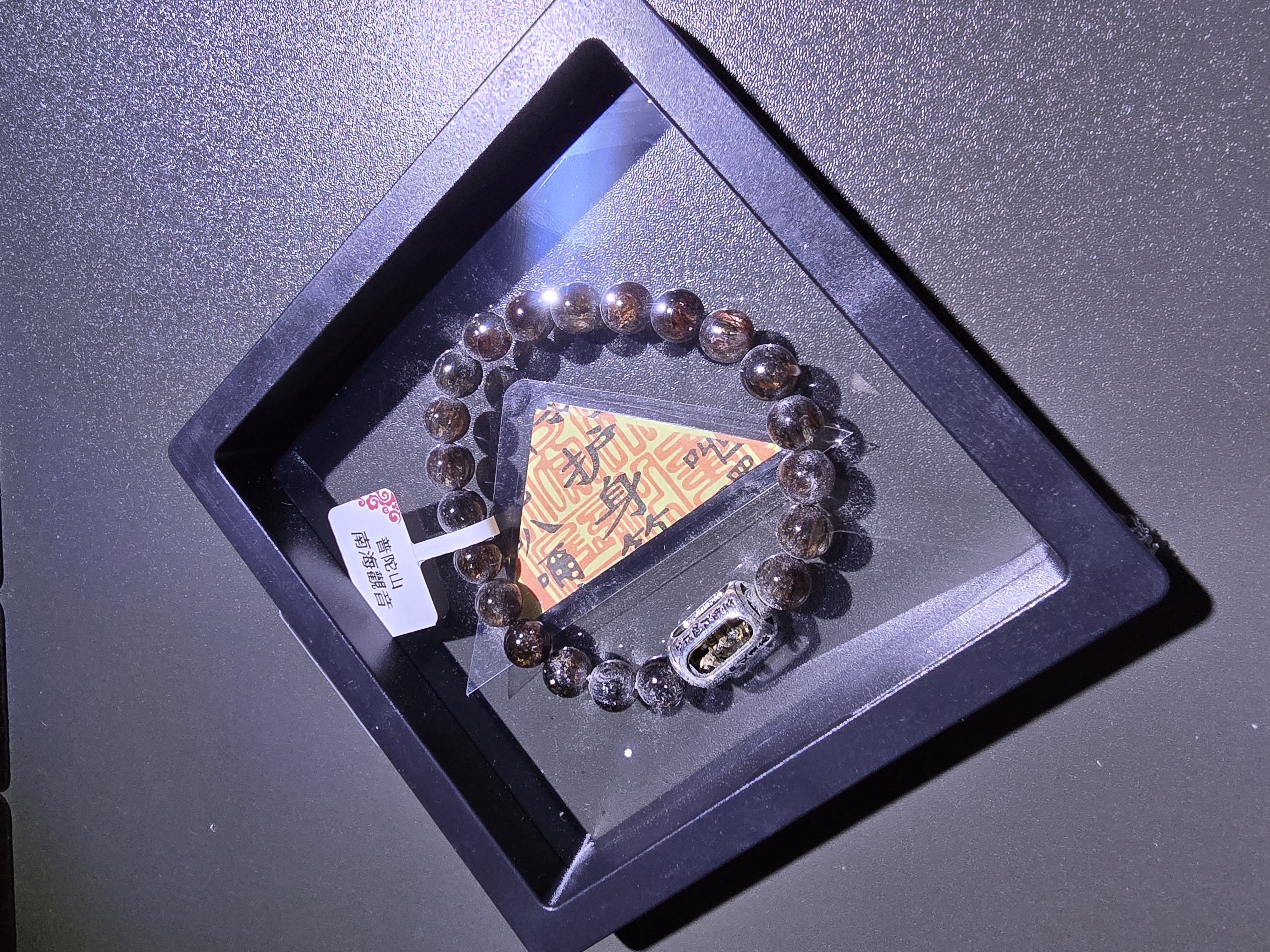 (已開光加持) 高質(轉運筒珠)黑金超7 8.5+mm (No.PUT751)