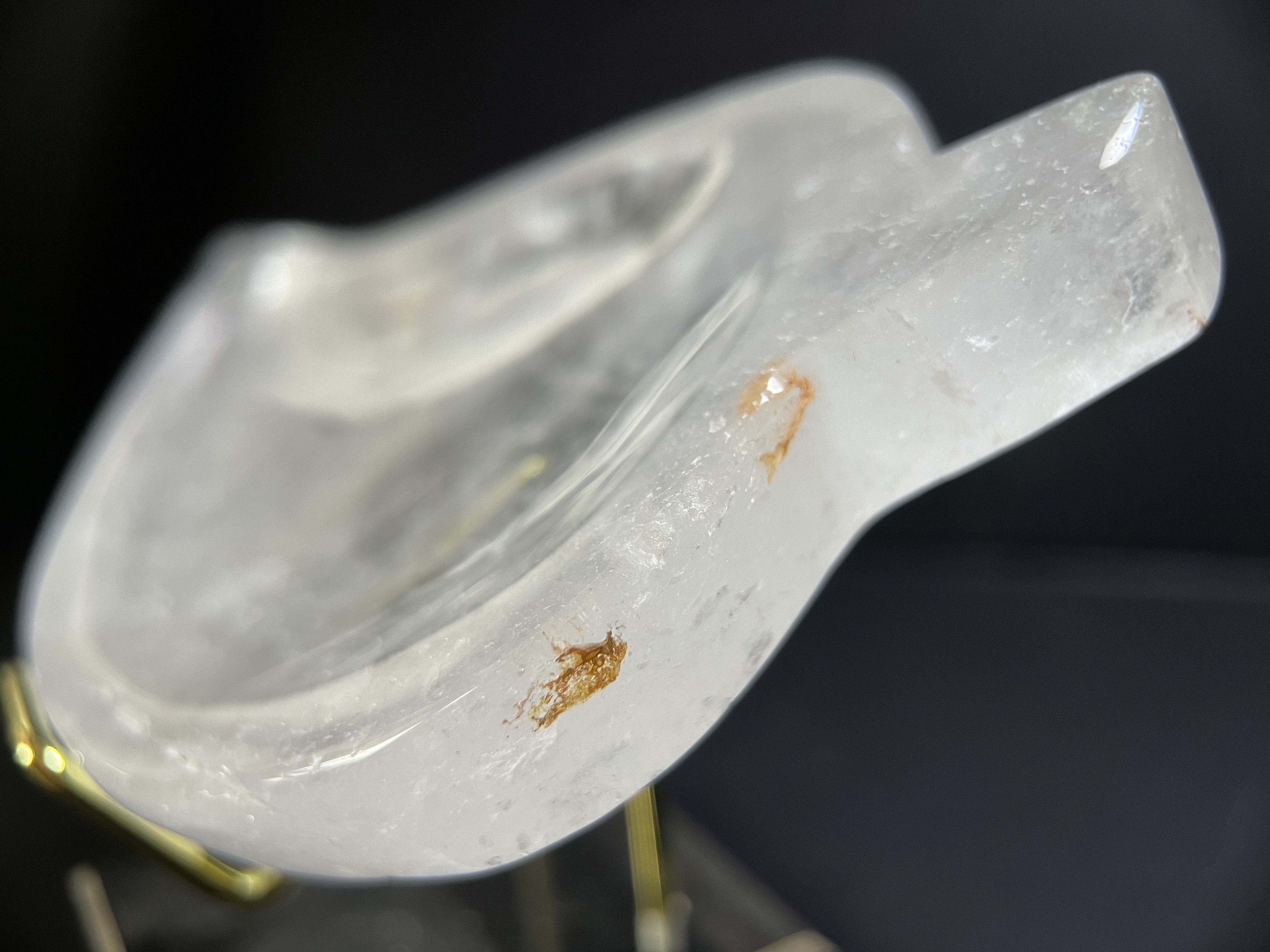 29CB145 樹葉形｜白水晶帶紅膠花｜13 cm