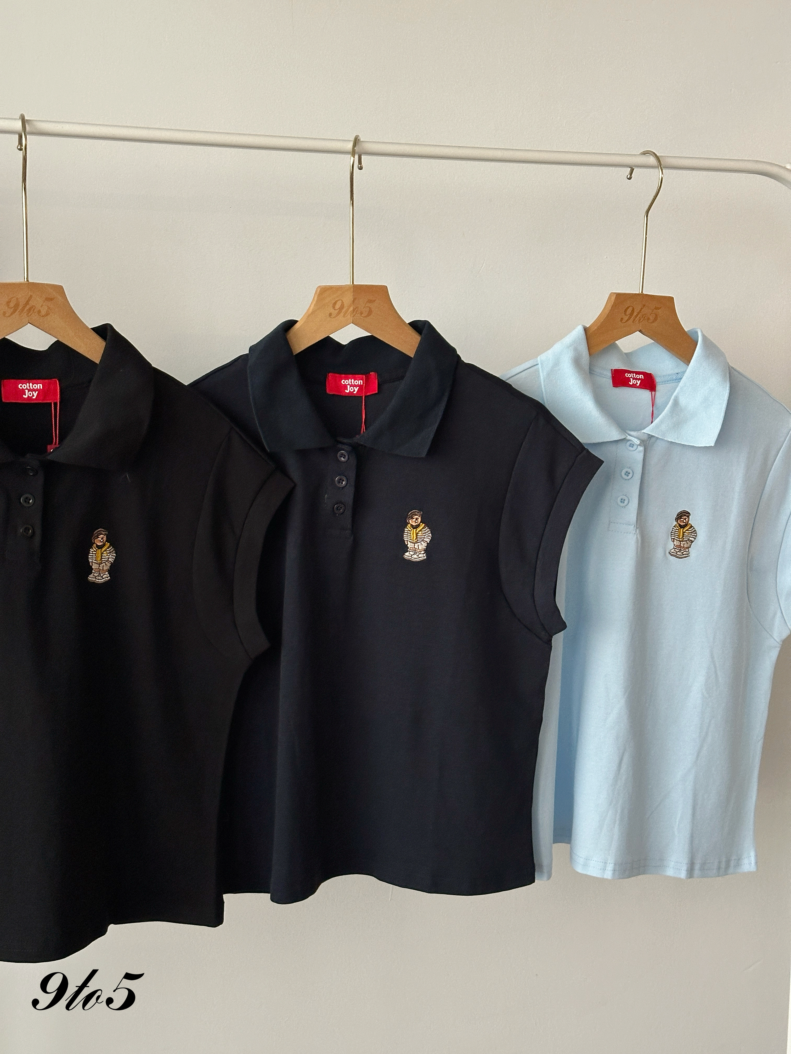 T4441 Embroidery Bear Polo Top - 5 Colors 