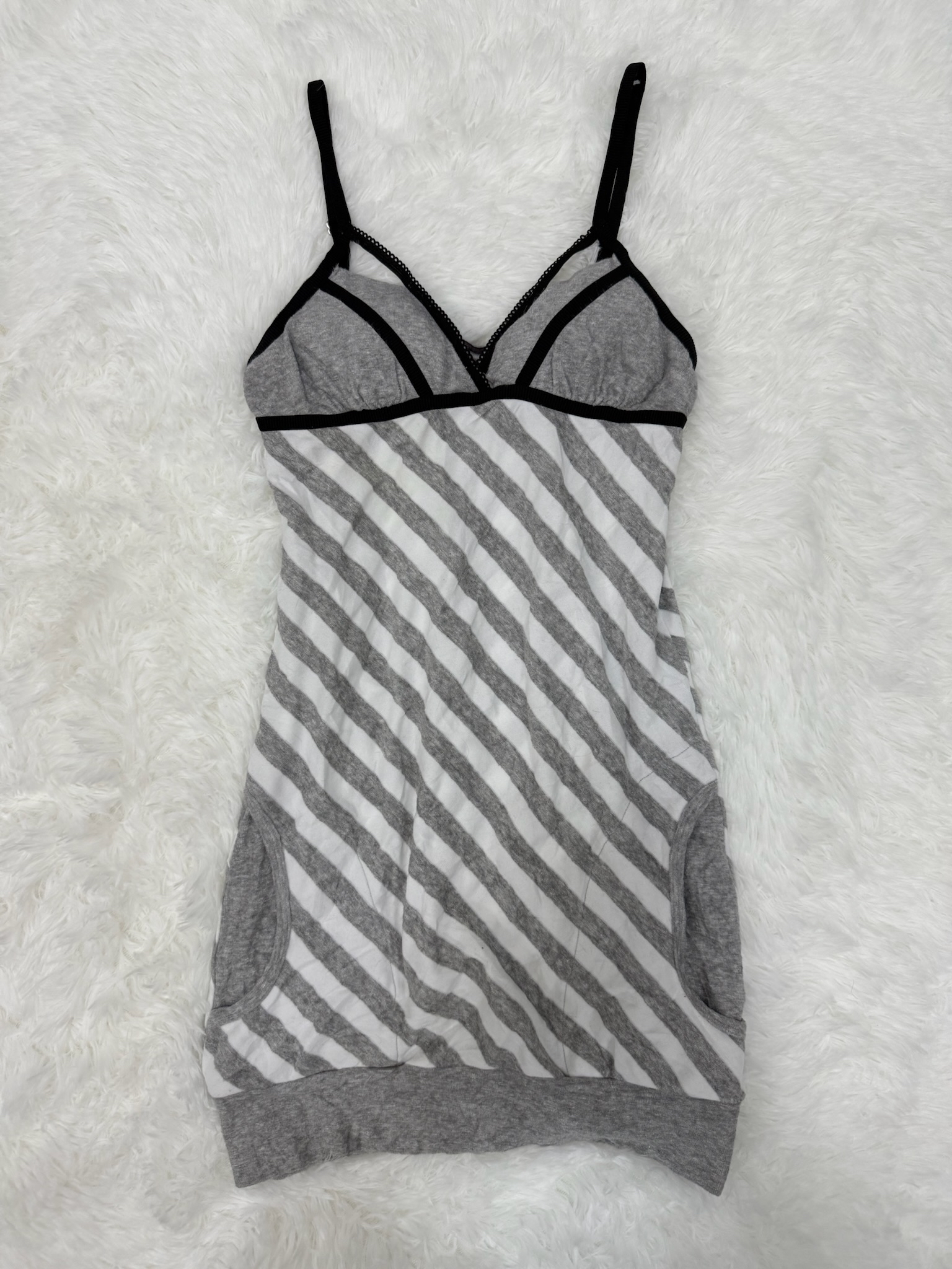 Gray Stripes Babydress with Pockets