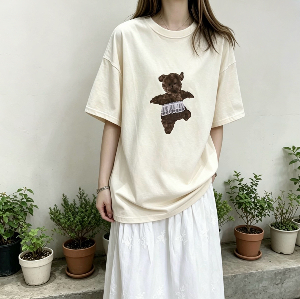 ☀️初夏優惠☀️ Ballet熊熊print Tee - 兩色入