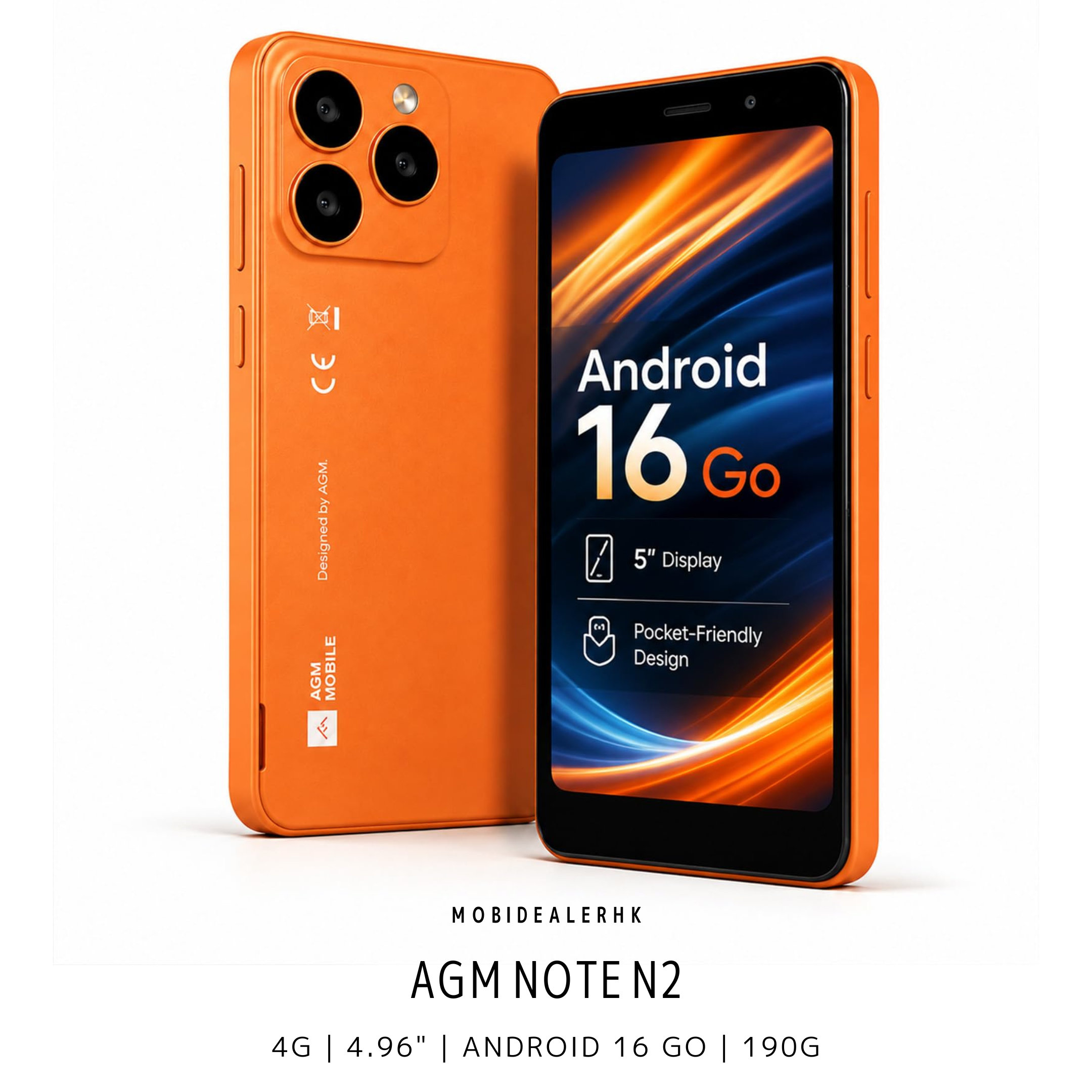 AGM Note N2 | 4G | 智能手機 | 4.96 吋小型手機 | 可拆式 3000mAh 電池 | IP54 | 190g