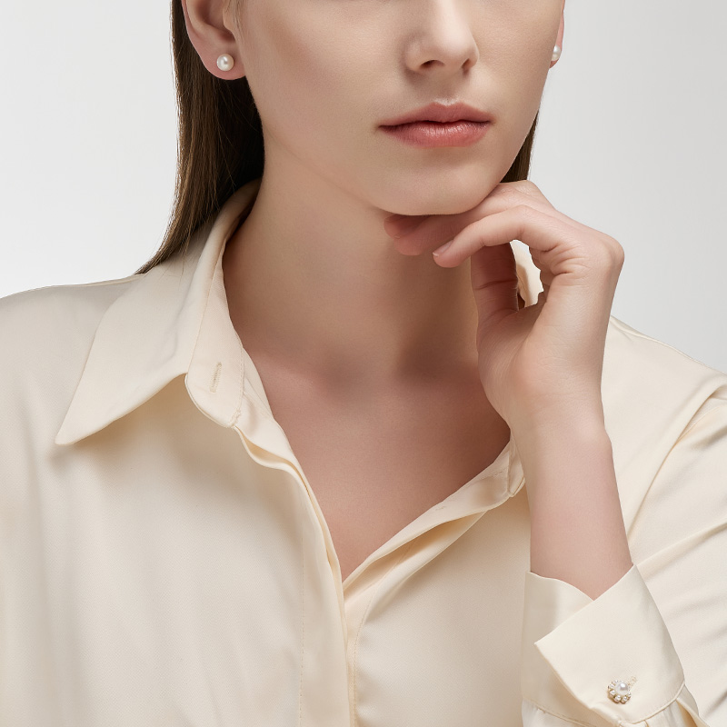 DIDIER DUBOT Signature D Rose Gold 珍珠耳環 (JDRERVS656W)