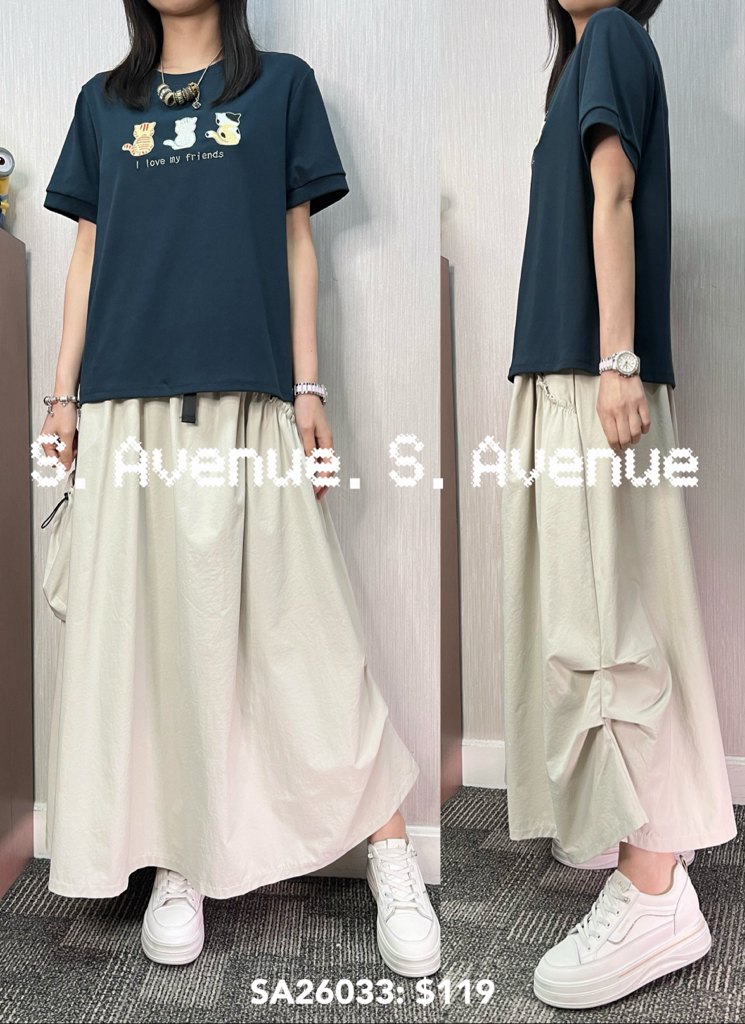 SA26033: 短袖繡三隻貓貓tee