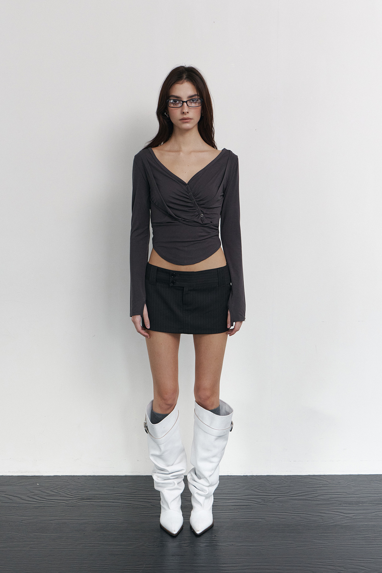 pleaseNOFOLLOW - Deba Long Sleeve Top (Charcoal)