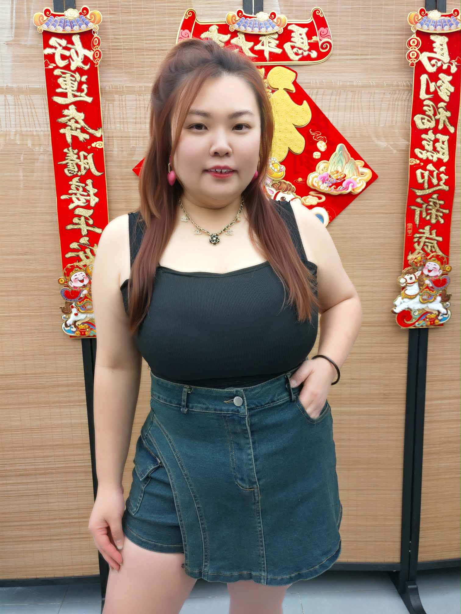 DDI11 1643(A12) 边边独特设计前裙后裤牛仔裤裙