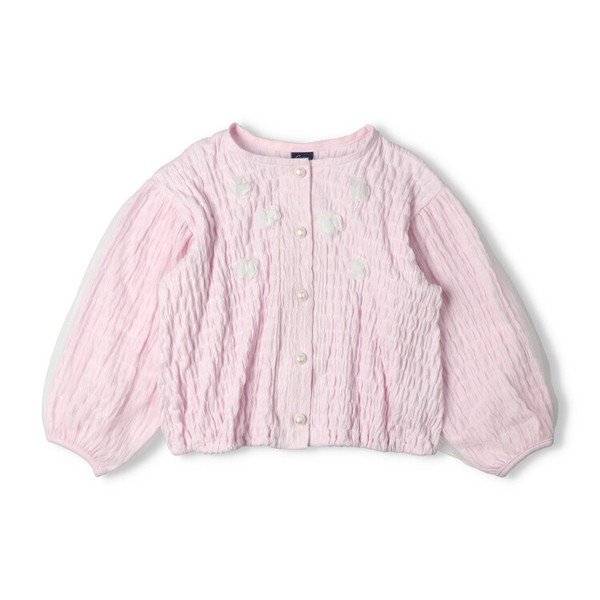 🆕【⭐訂購⭐】 🇯🇵日本直送🌀立體小花 珍珠鈕扣 燈籠袖 多層薄紗 外套［2款選］🌀[ELBA-0055]