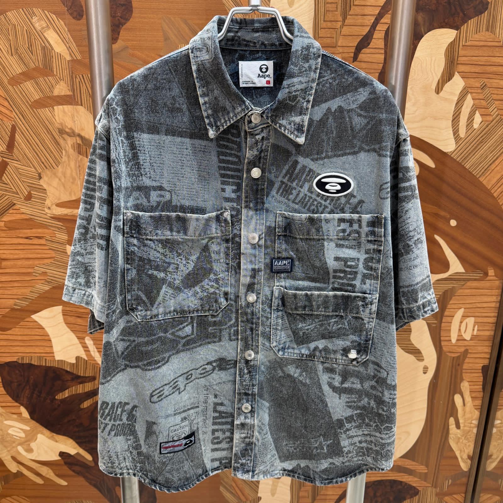 AAPE AAPEUNVS moonface graphic short sleeve shirt (8570)