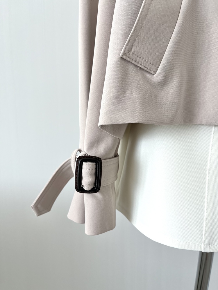 Trench-Style Short Coat (Beige)