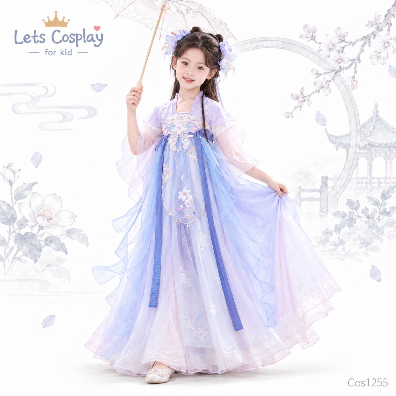 女童中華文化日嫦娥主題中式古裝｜中秋節服裝學校表演服 110–150｜Lets Cosplay COS1255