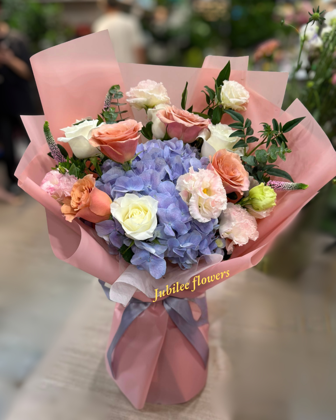 紫繡球 · 玫瑰混搭花束