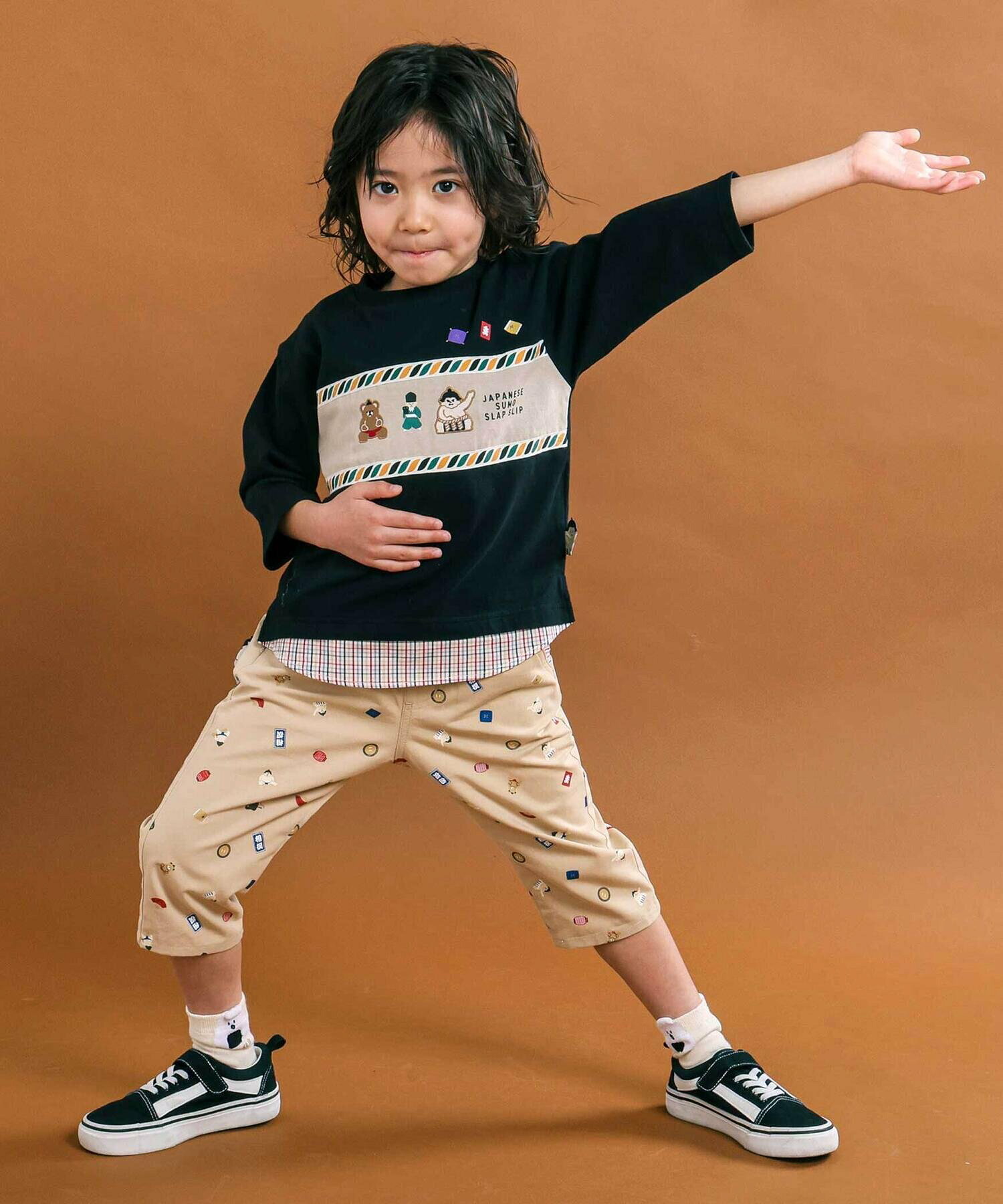 🆕【⭐訂購⭐】🇯🇵日本直送🌀可愛相撲選手印花 七分斜紋褲🌀[ELBA-0163][260323]