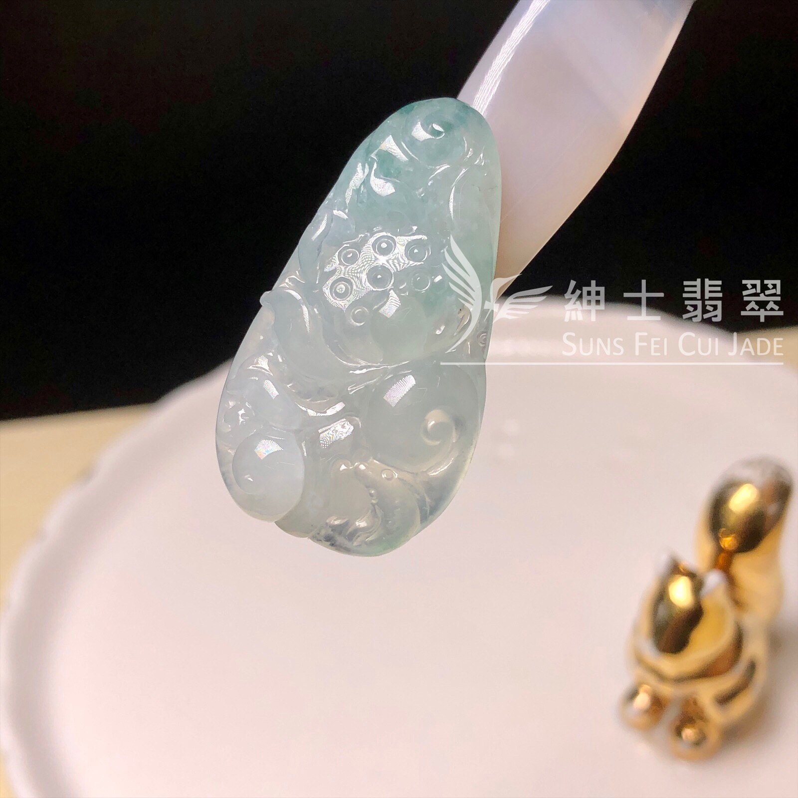YK00646  糯冰蓮花吊墜