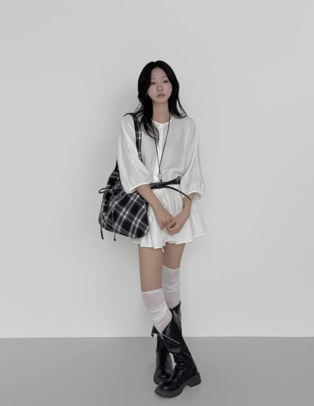 Atil Studio Cozy Check Shoulder Bag