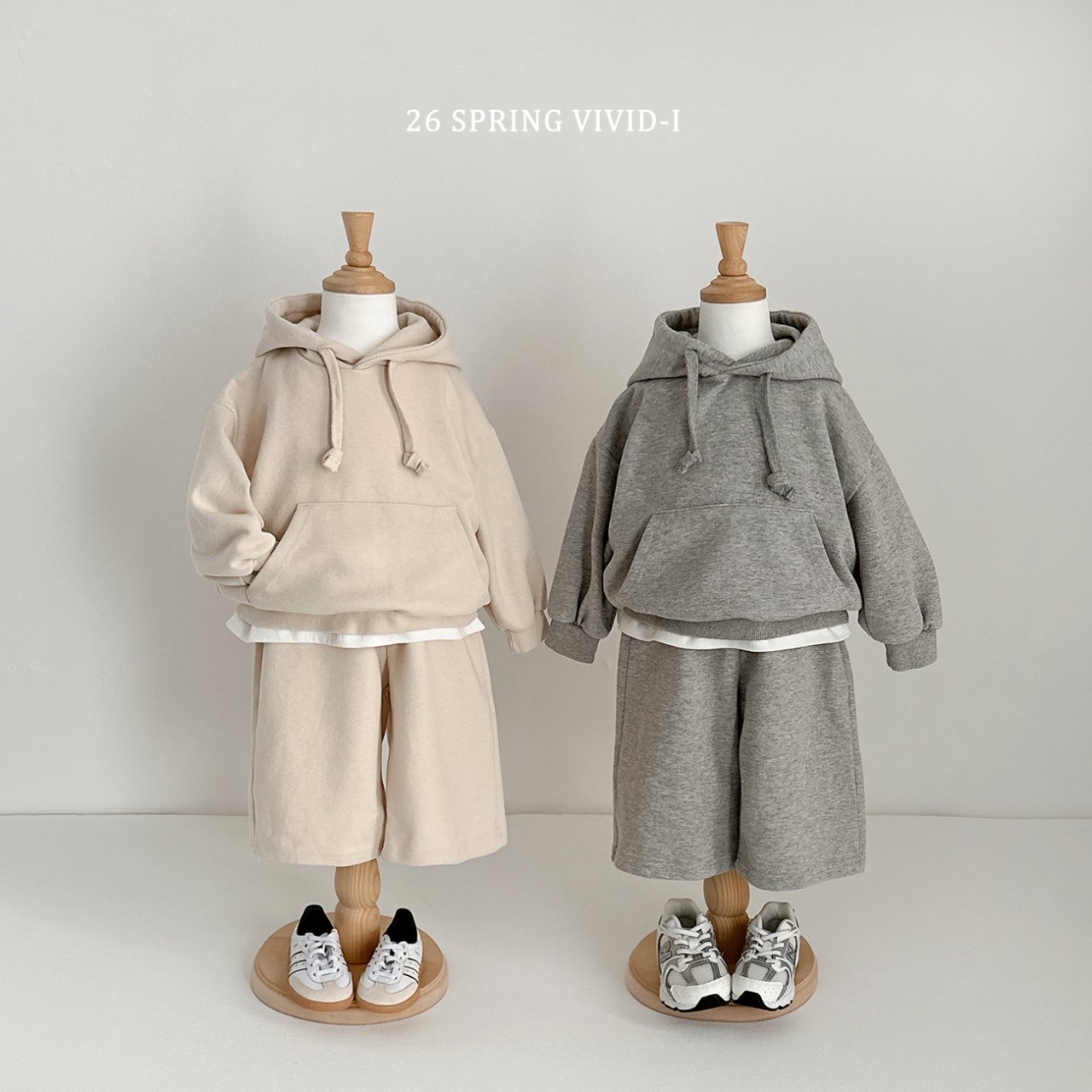 🌸預訂 韓國直送🌸🇰🇷VIVIDI四色袋鼠口袋連帽衛衣八分褲上下套裝