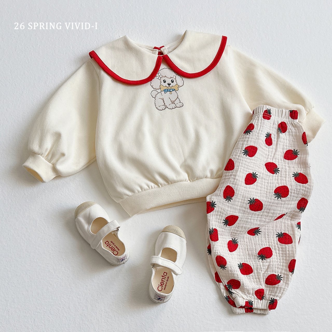 🌸預訂 韓國直送🌸🇰🇷VIVIDI兩色小狗印花翻領寬鬆衛衣