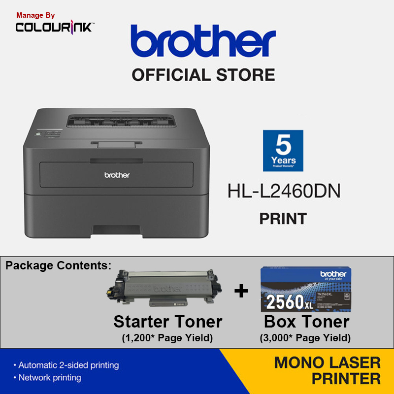 Brother HL-L2460DN  A4 Single Print Mono Laser Printer Auto Duplex Network L2370DN L2460DN