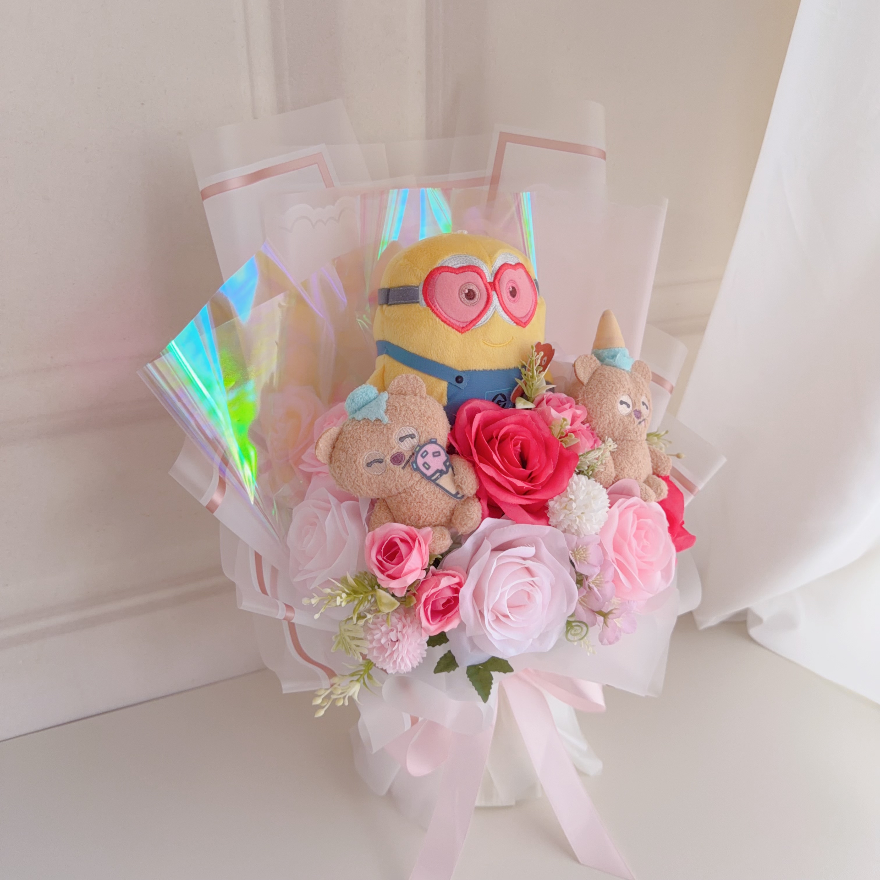 （現貨） Minions+Tim公仔花