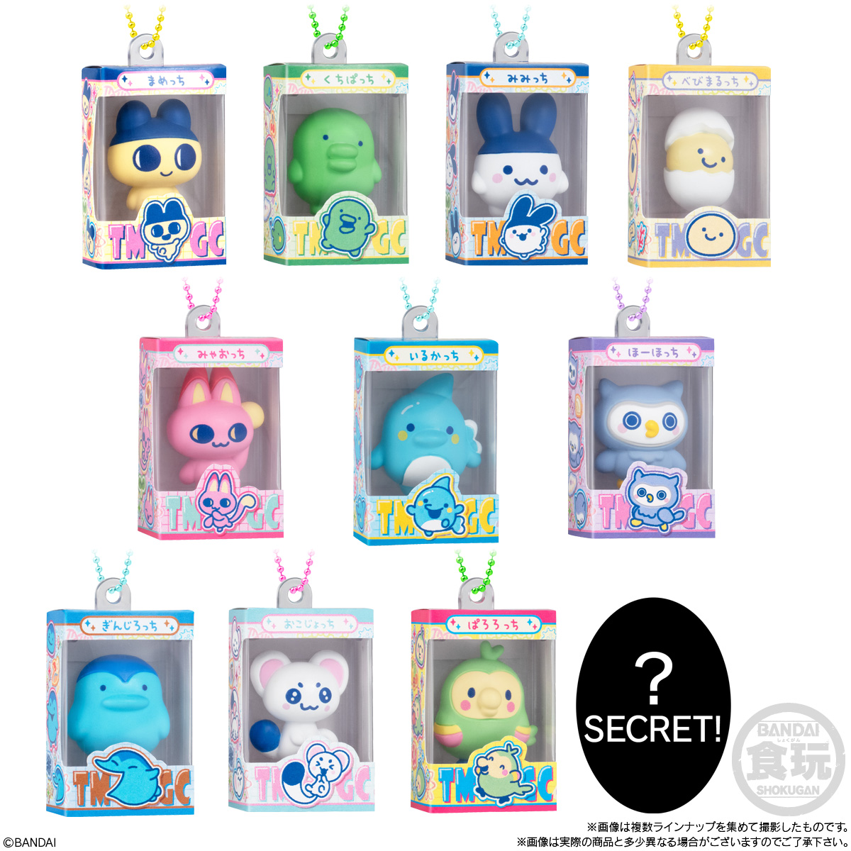 (預訂訂金 $100) (總價 $240) Bandai 他媽哥池 包裝公仔吊飾 5 食玩 (原盒12盒) (行版) Tamagotchi Box