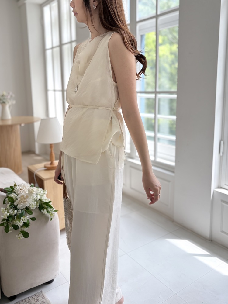 The Airy Elastic Pants (Cream)