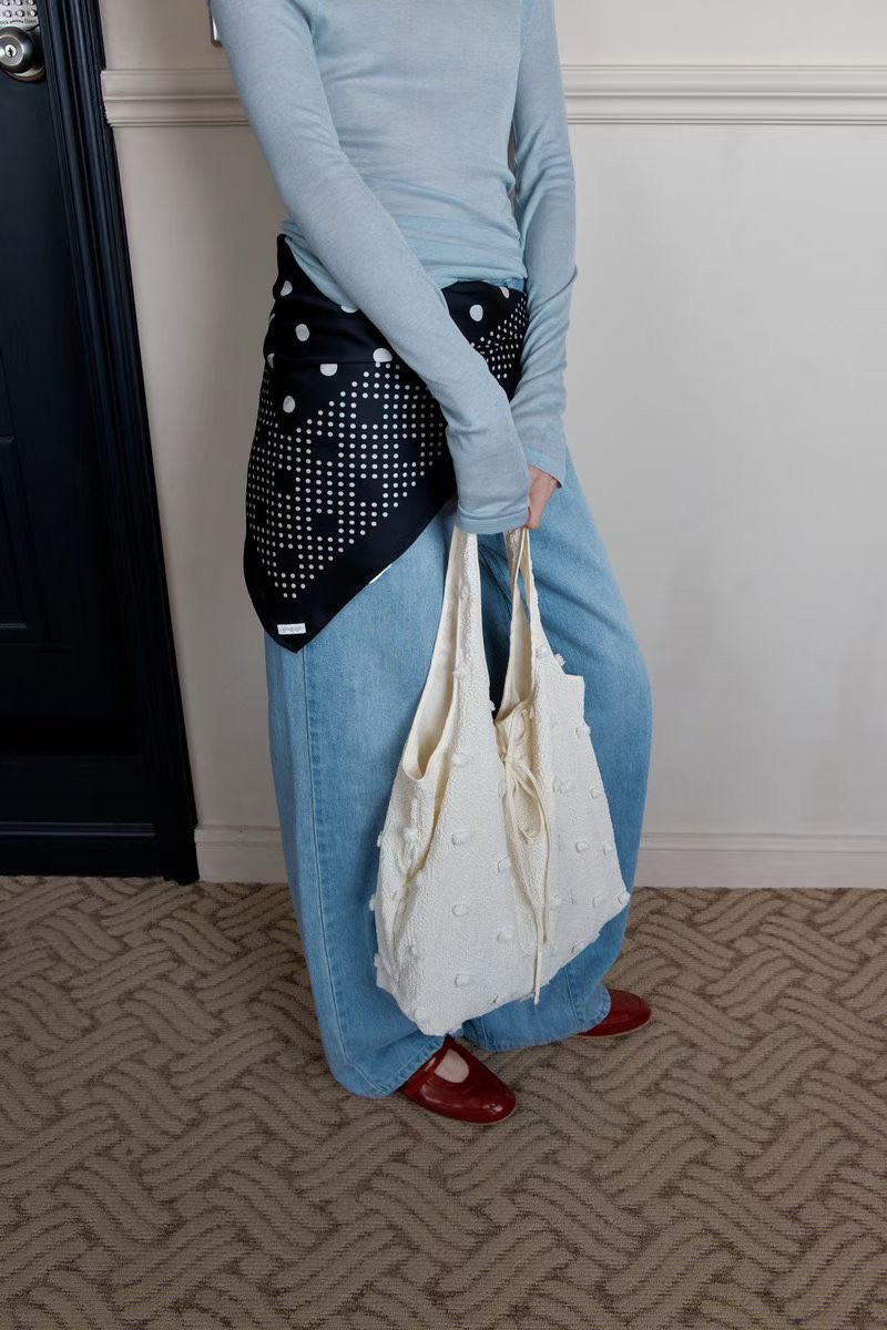 Polka dot silk scarf #sf04