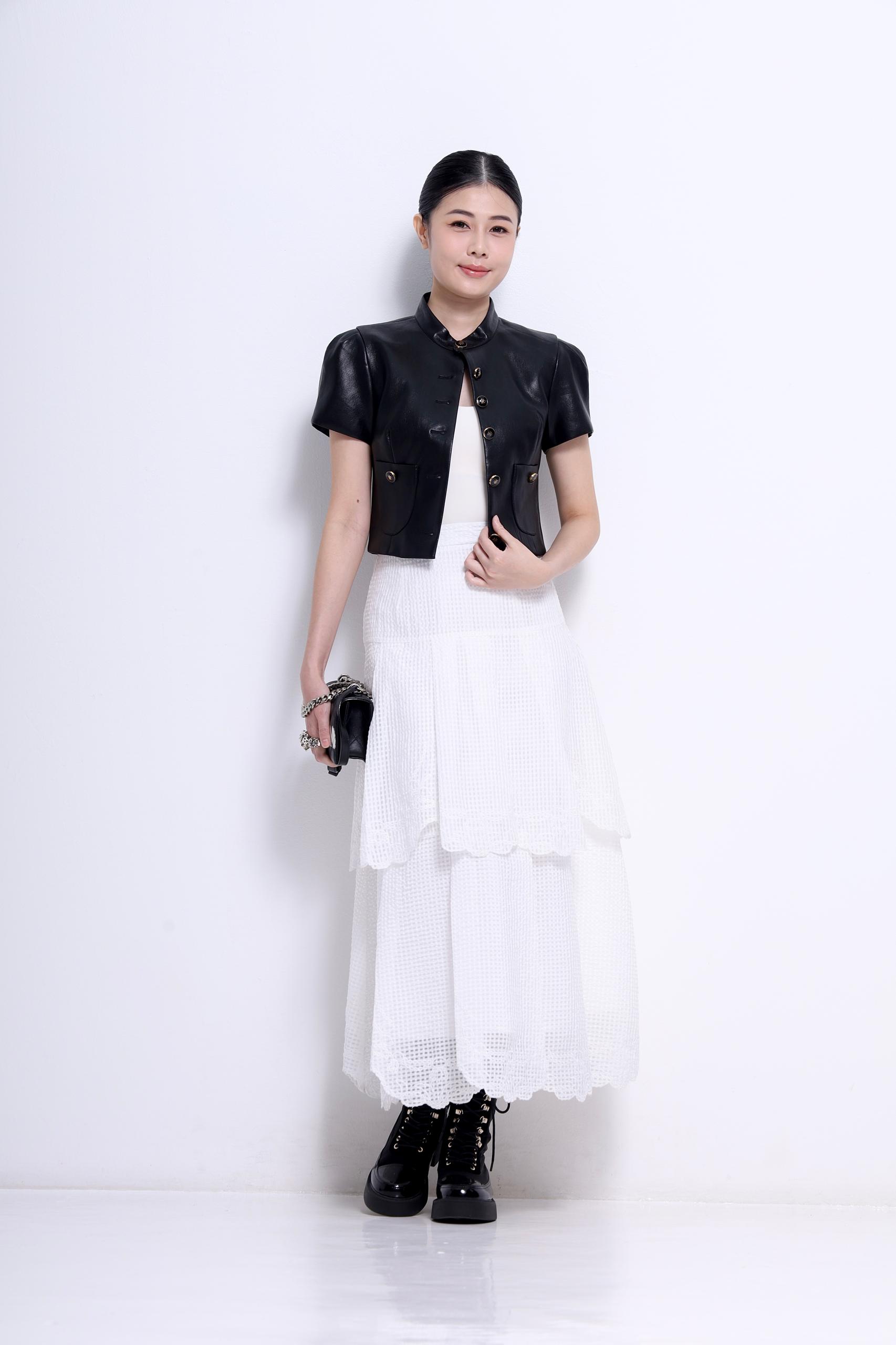 CB2707 STAND COLLAR TWO POCKET BUTTON BLOUSE