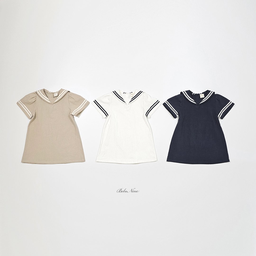 ☀️預訂 韓國直送☀️🇰🇷Bebenine三色海洋風水手領短袖連身裙