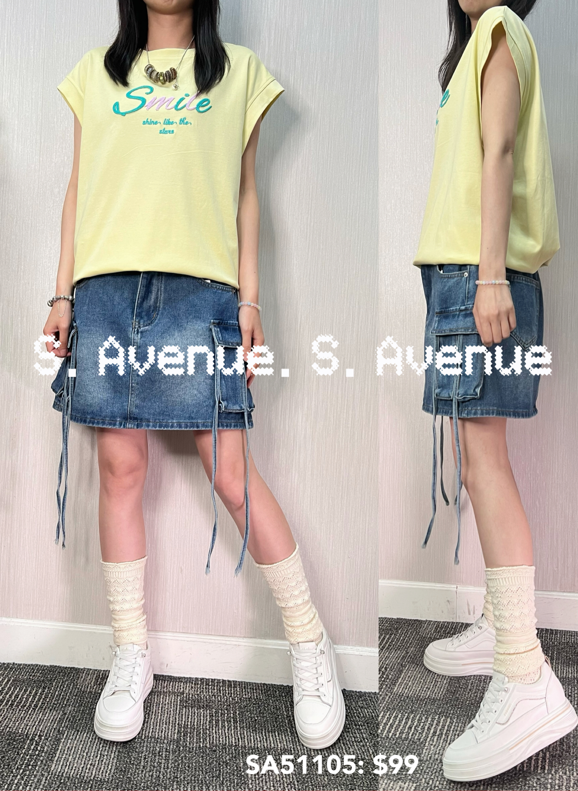 SA51105: 短袖smile英文字tee