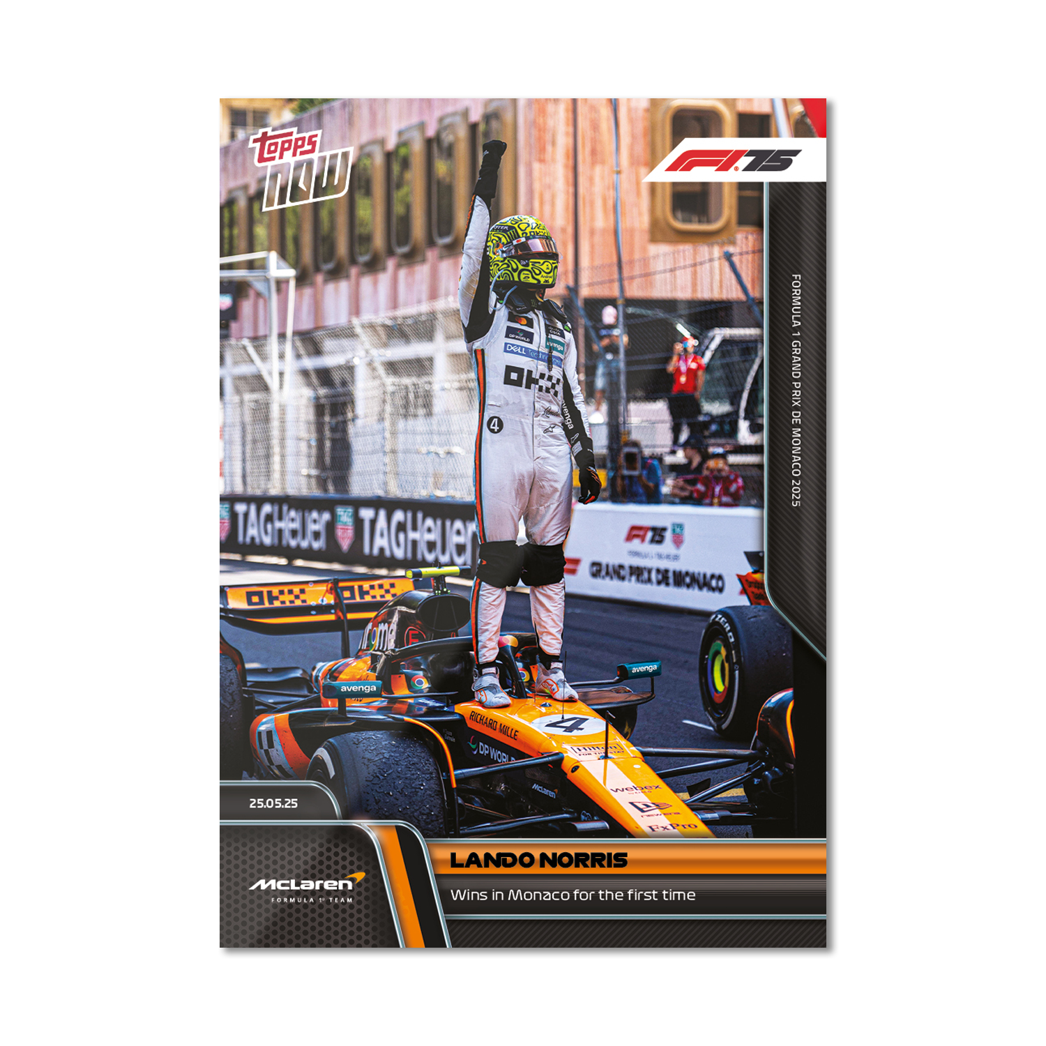 Lando Norris - 2025 F1 Topps NOW® #39 Monaco GP 贏車卡｜PR 3,926
