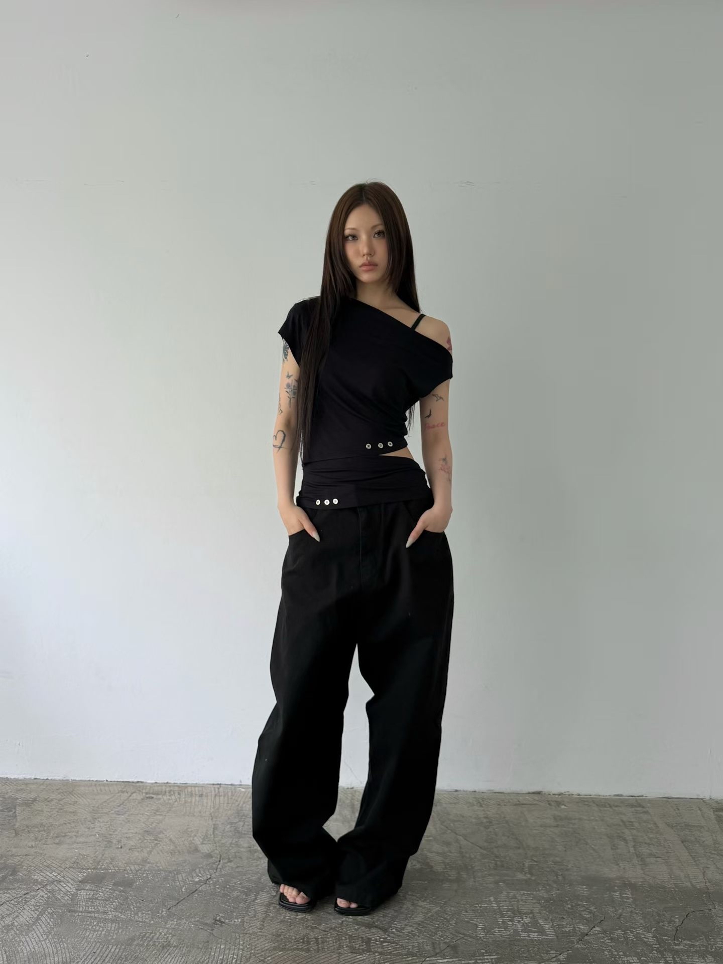 Asymmetric Ruched Cutout Top
