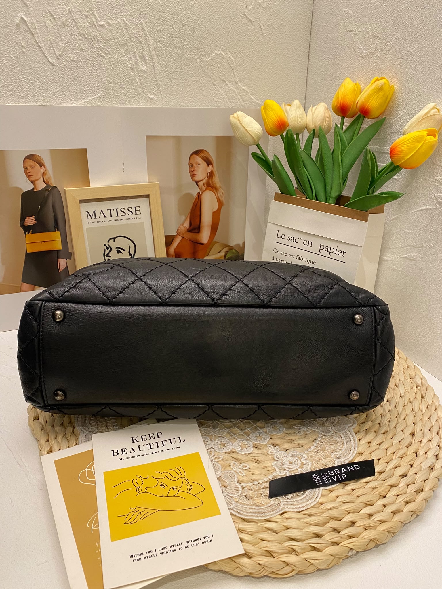 Chanel Quilted Crumpled Calfskin Tote Bag