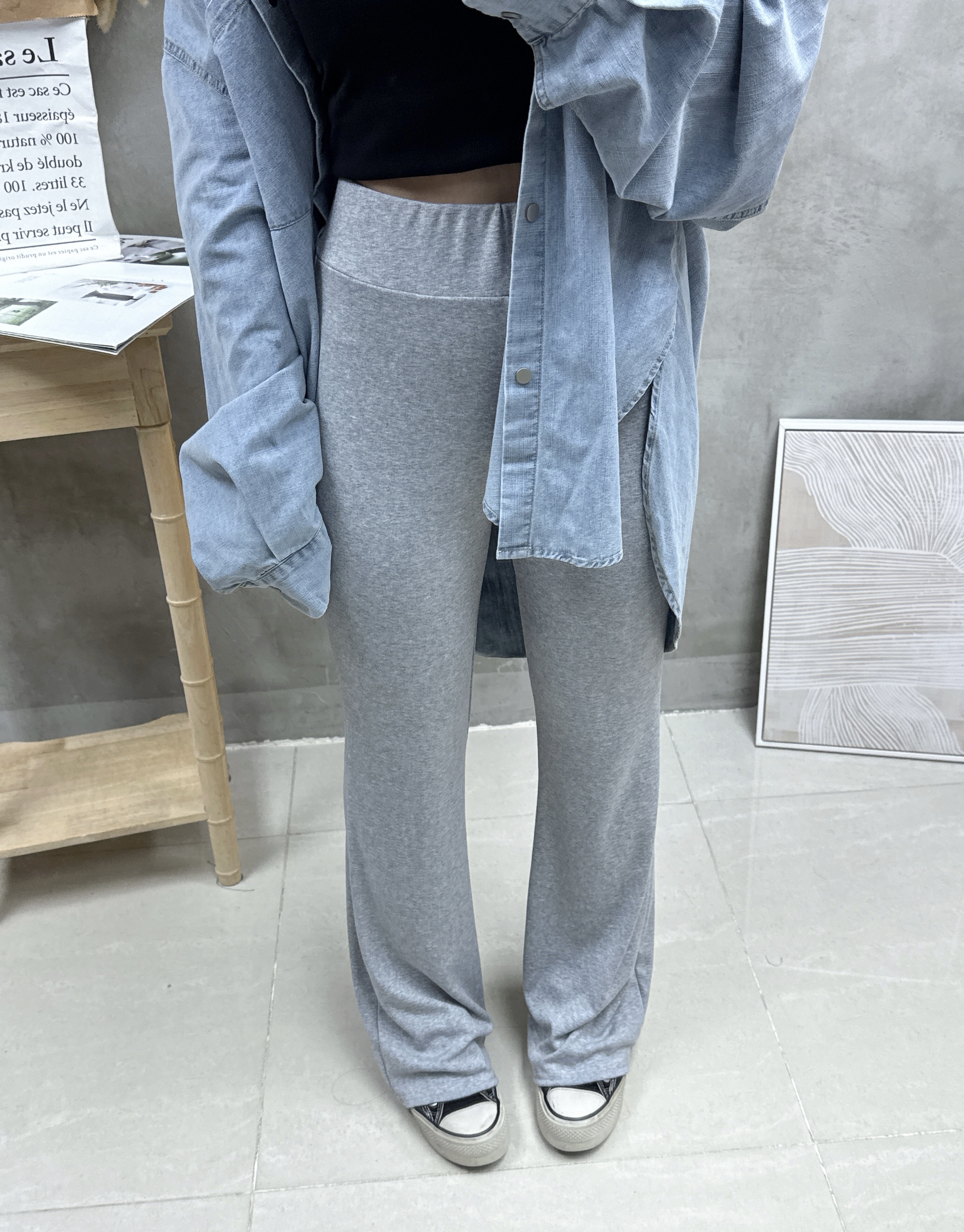 F23 高腰棉質喇叭褲