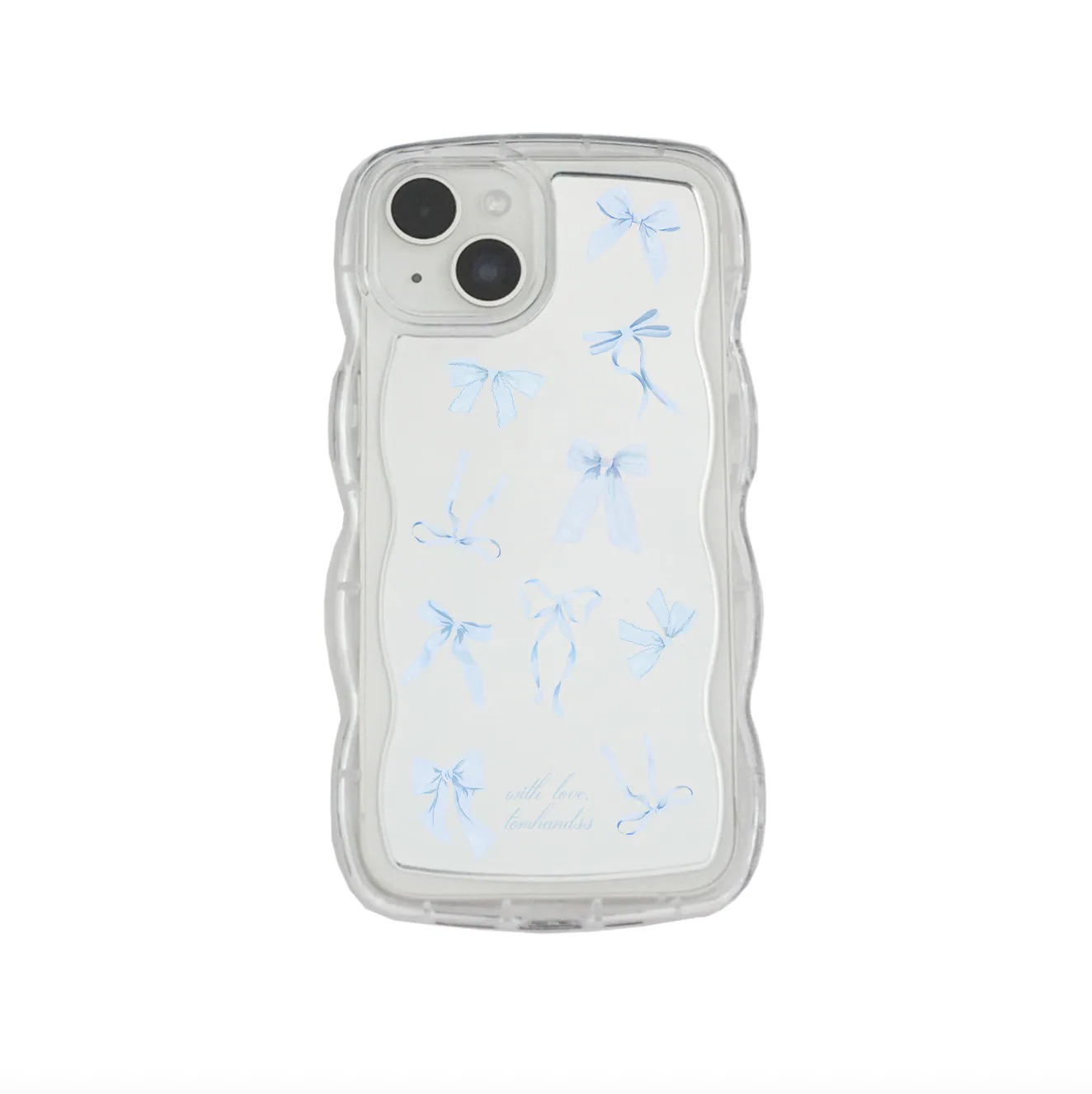 【The French Candy Floss Ribbons*BLUE*】波浪邊框鏡面 iPhone Case