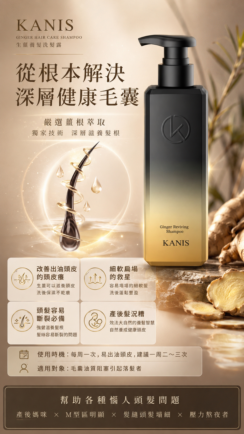 👑高級修護組｜生薑生髮X山茶花髮尾油X生髮頭皮精華