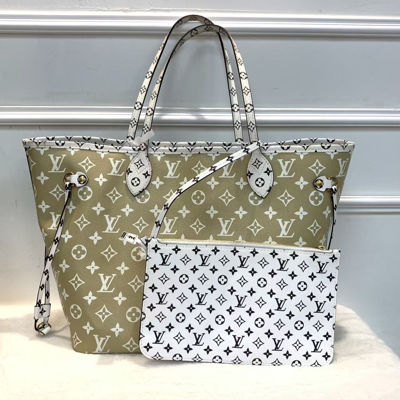 Lv neverfull mm 雙拼色tote 日常通勤大容量適用❤️‍🔥