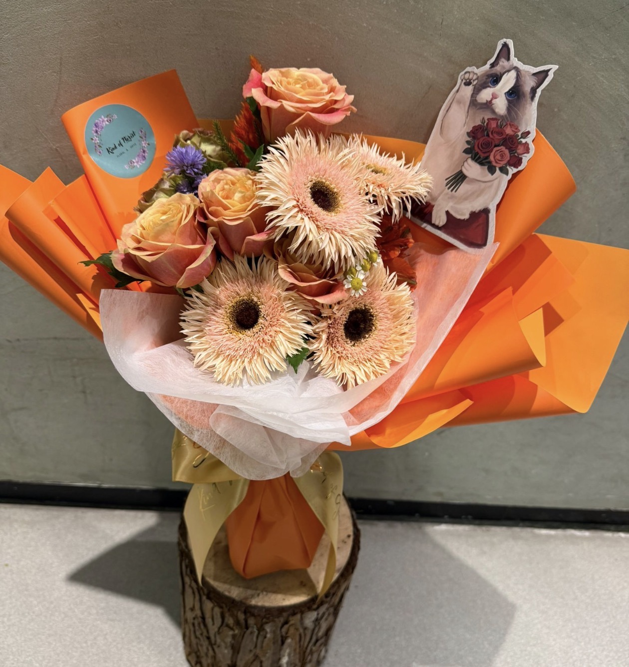 暖橙布偶花束