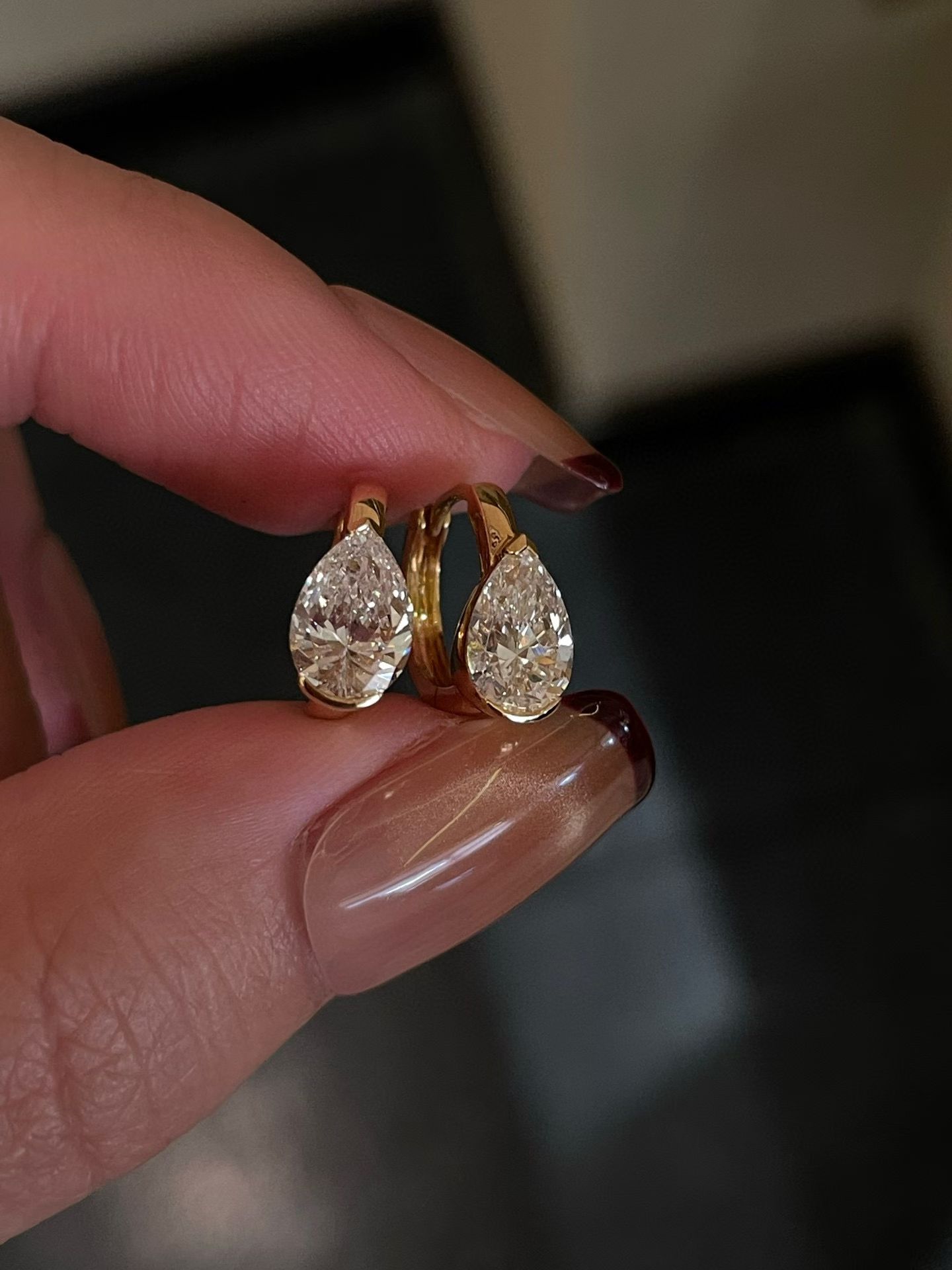 18K培育鑽石耳圈