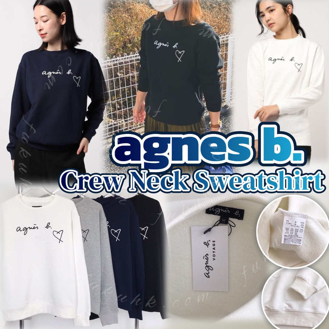 agnes b. Crew Neck Sweatshirt 前印花純色圓領衛衣